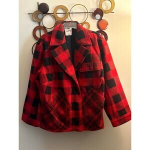 Women’s Woolrich xxl red and black plaid short pea jacket
